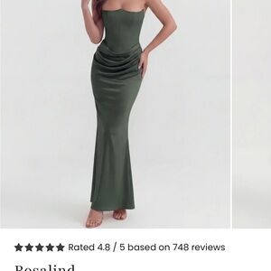 Strapless Maxi Dress in Forest Green Rosalind